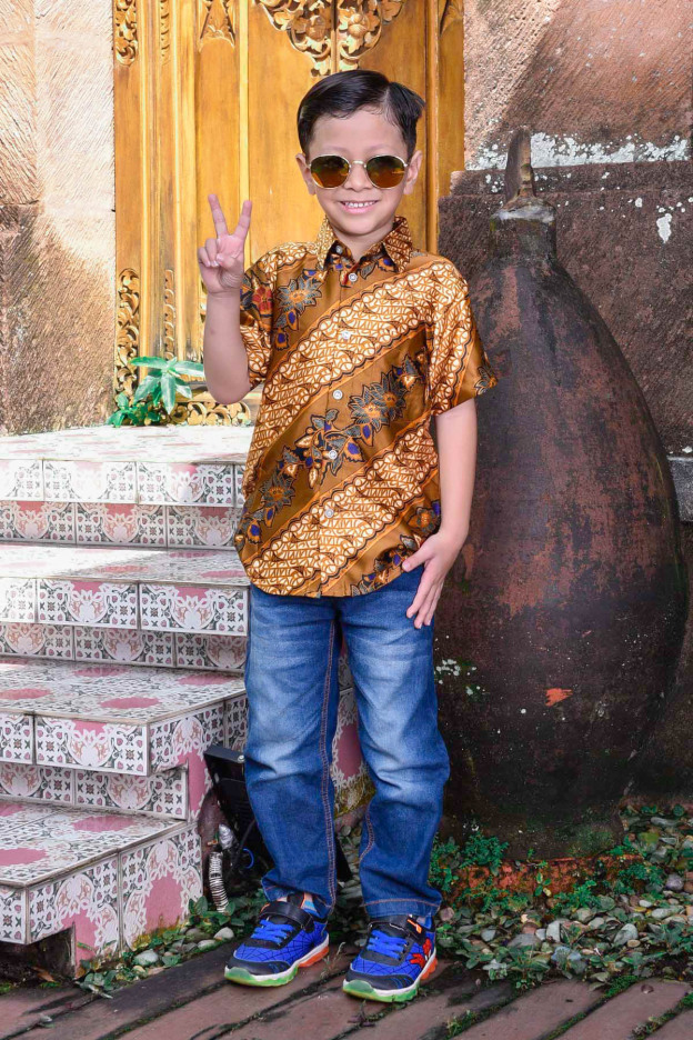 Baju Kemeja Batik Ariel Kids - Gold