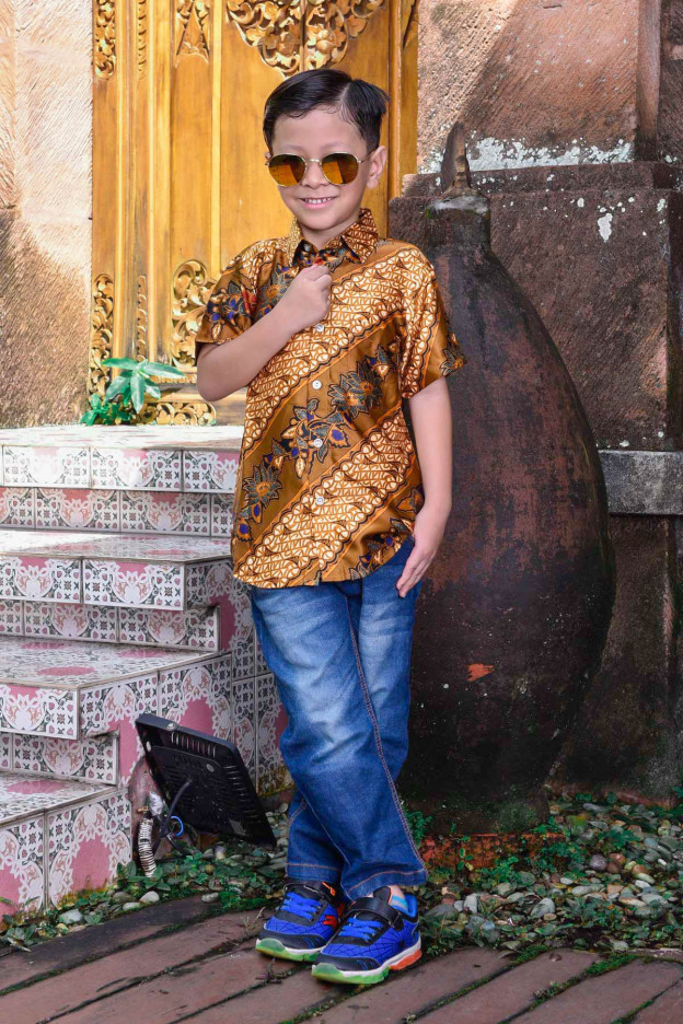 Baju Kemeja Batik Ariel Kids - Gold
