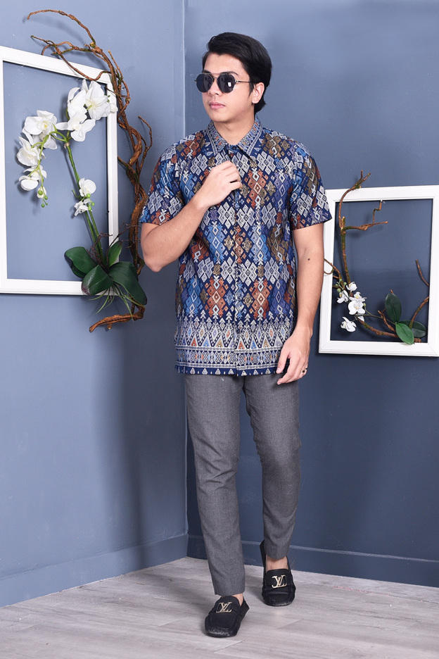 Baju Kemeja Songket Lucca - Blue Knight