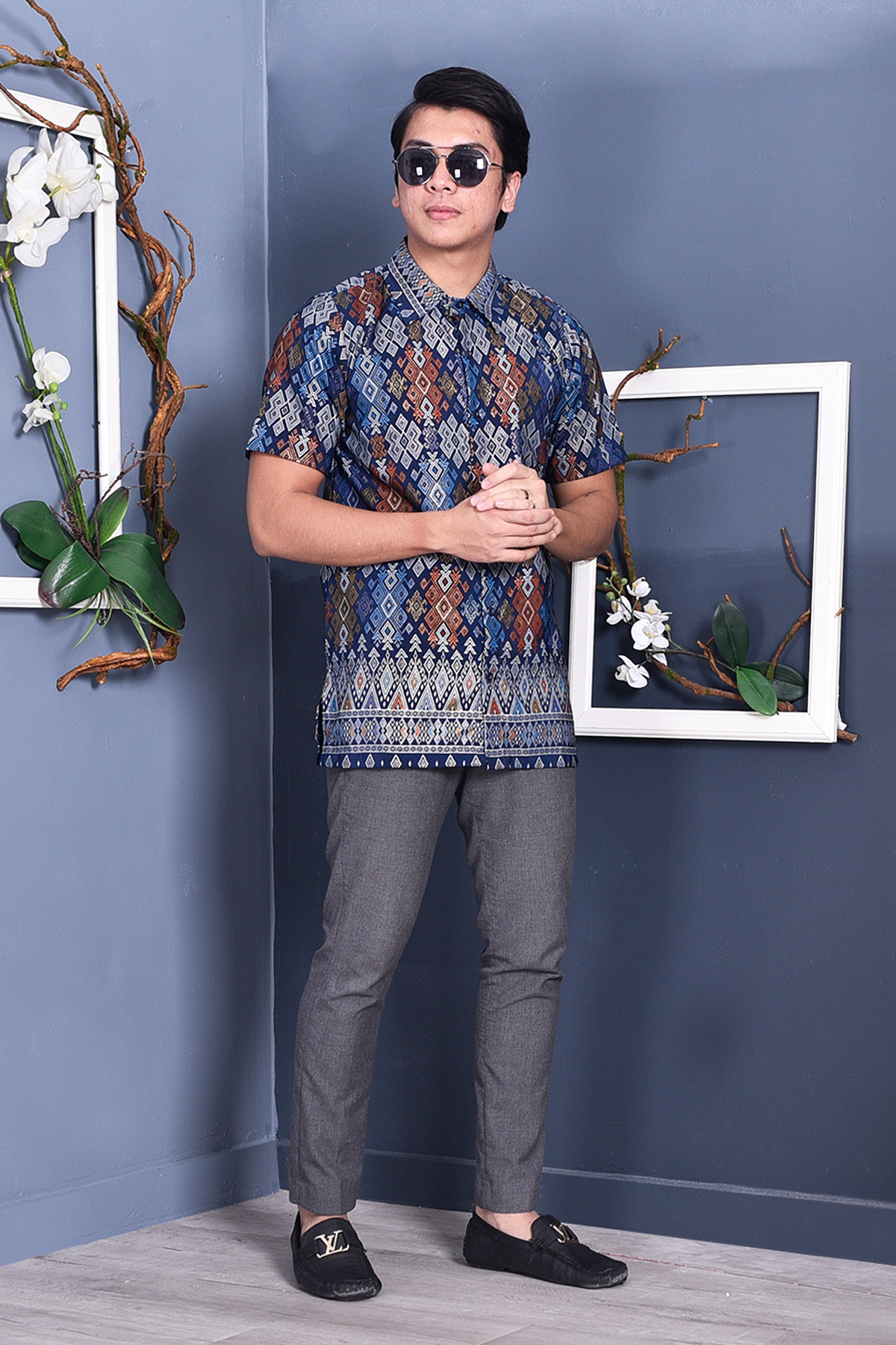 Baju Kemeja Songket Lucca - Blue Knight