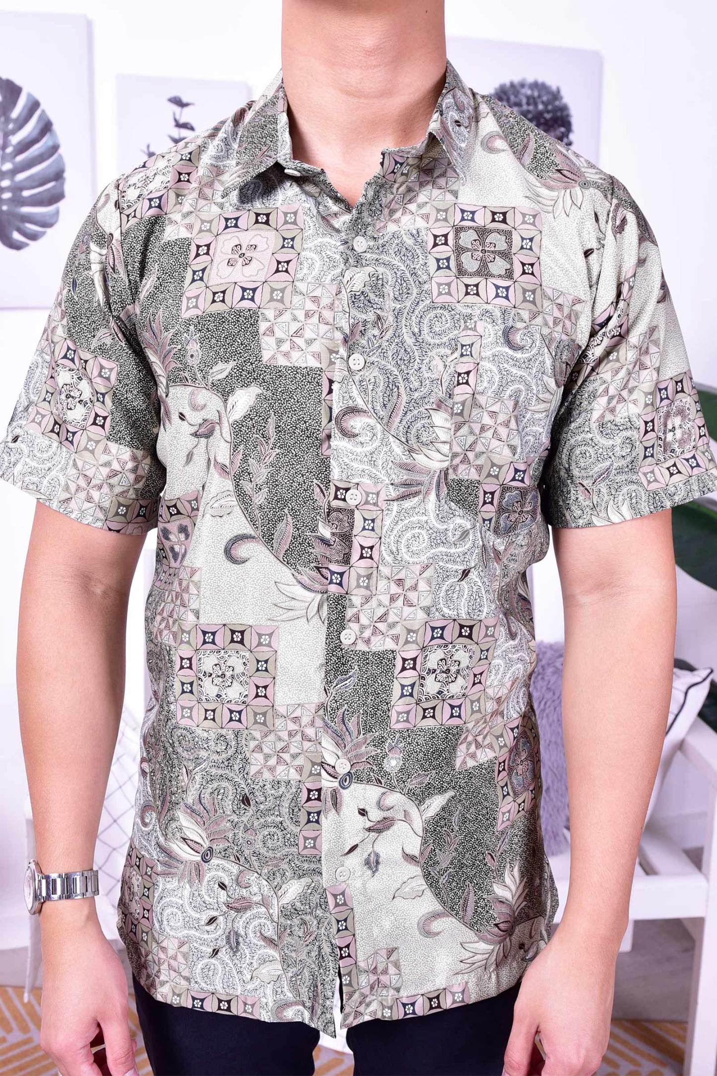 Baju Kemeja Batik Nizam - Mint Green