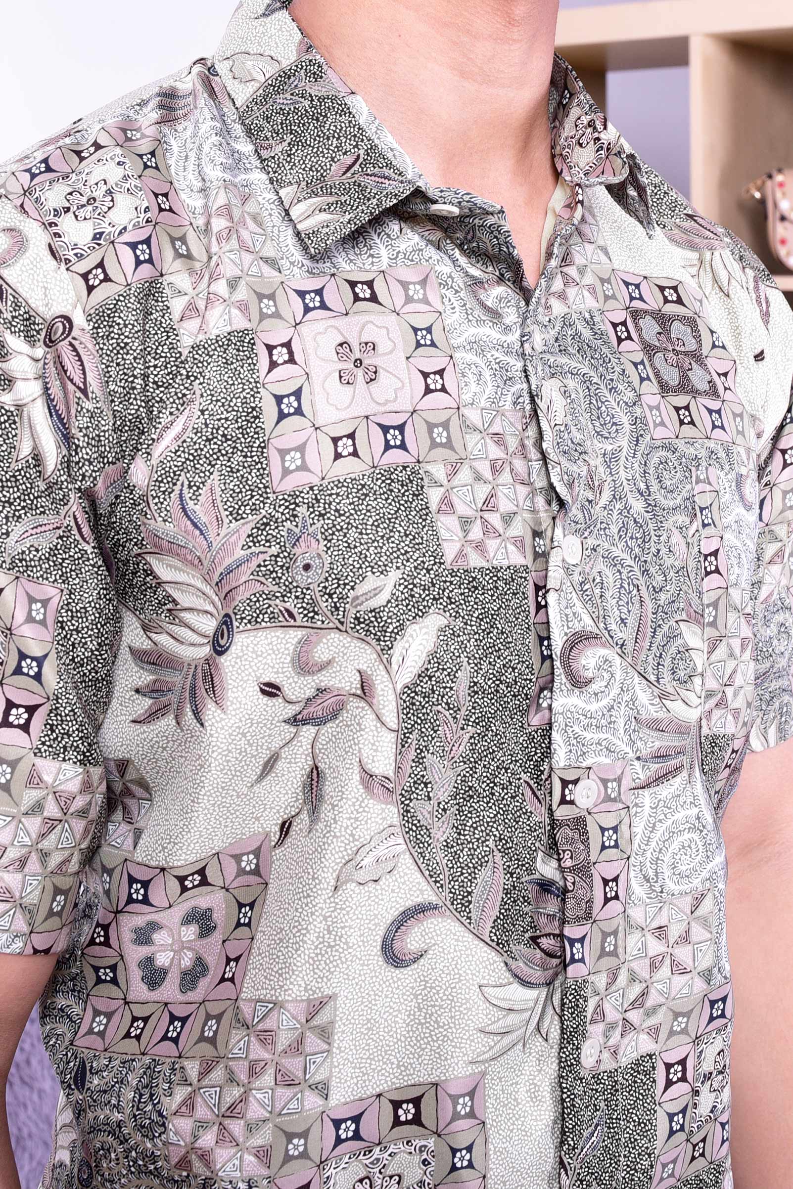 Baju Kemeja Batik Nizam - Mint Green