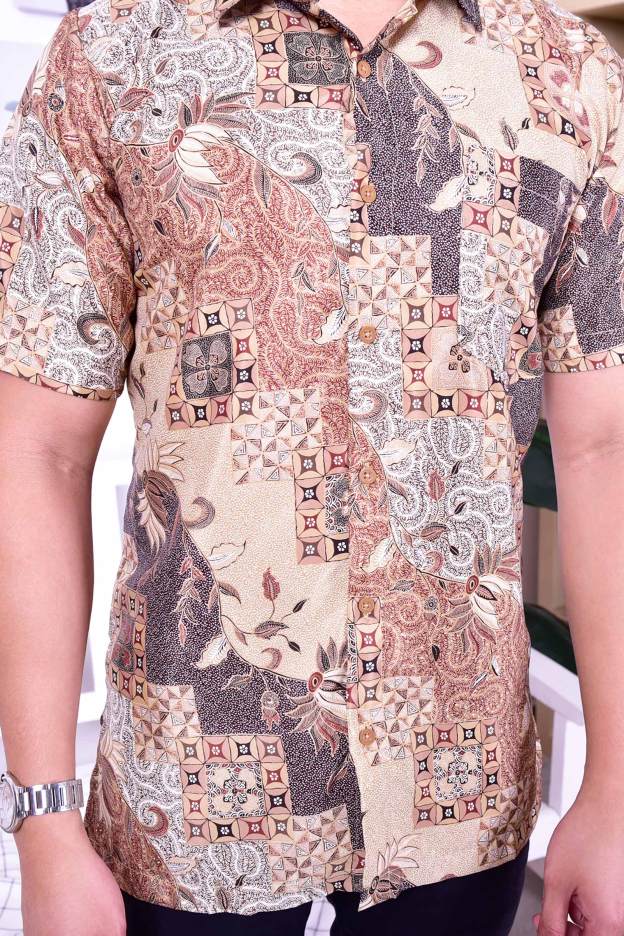 Baju Kemeja Batik Nizam - Cinnamon Brown
