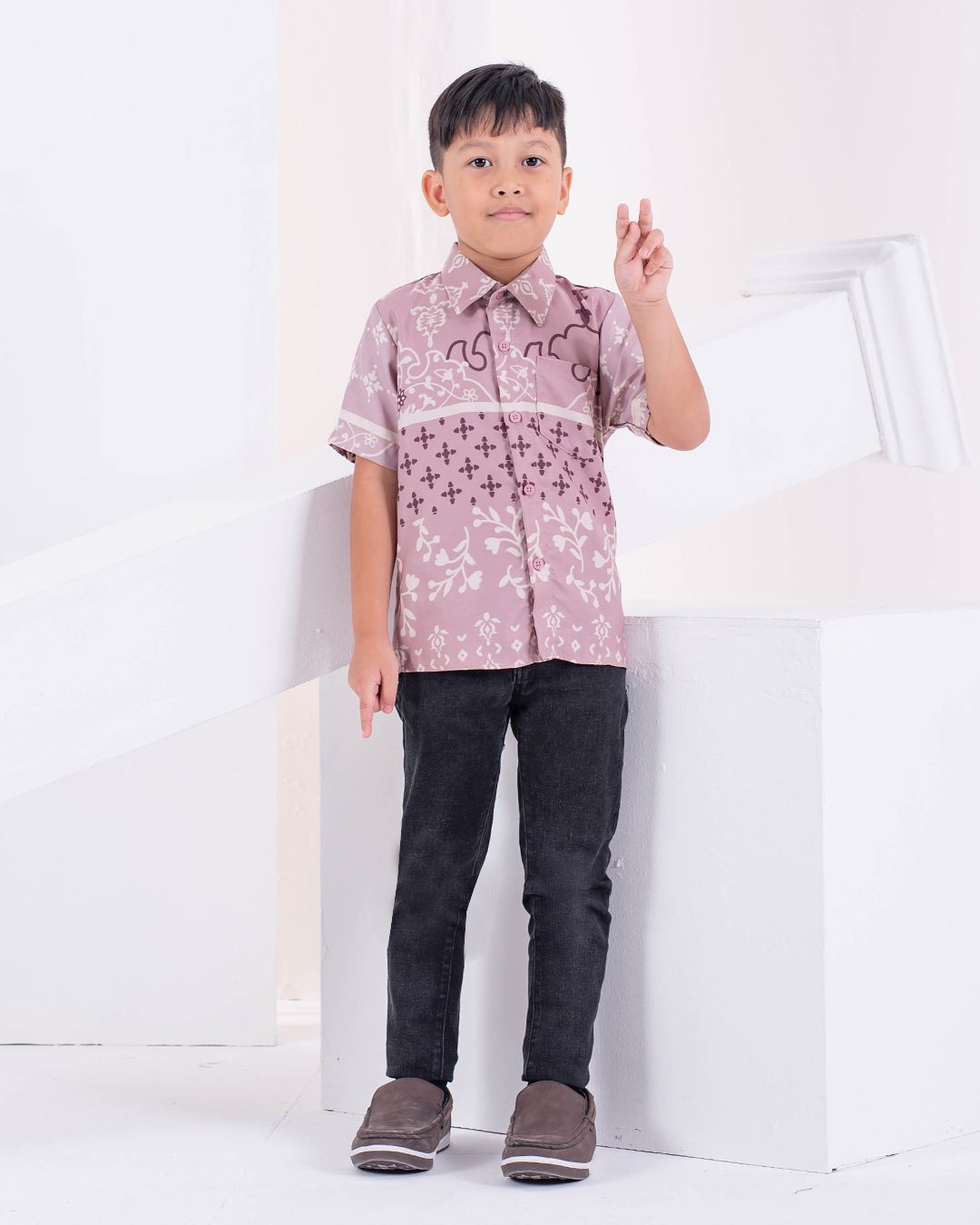 Baju Kemeja Short Sleeves Rayla Kids - Rosy Pink