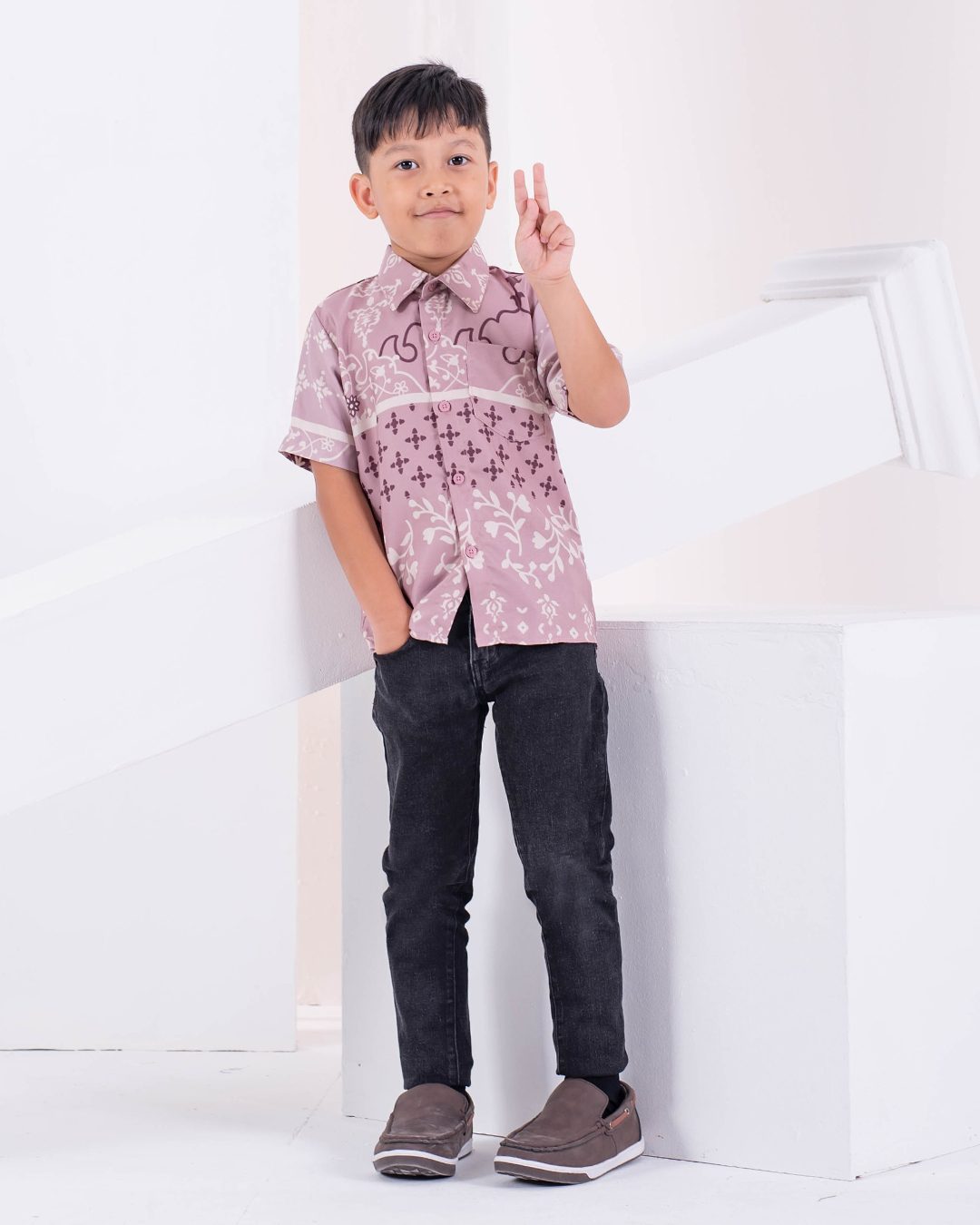 Baju Kemeja Short Sleeves Rayla Kids - Rosy Pink