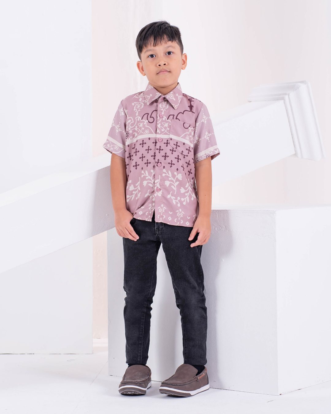 Baju Kemeja Short Sleeves Rayla Kids - Rosy Pink