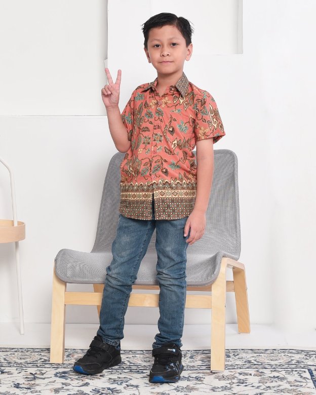 Baju Kemeja Batik Sufian Kids - Orange