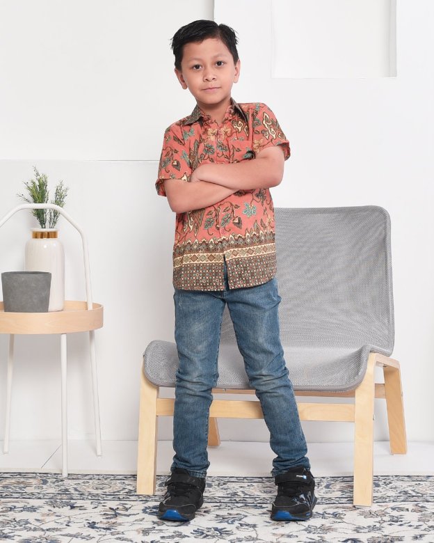 Baju Kemeja Batik Sufian Kids - Orange