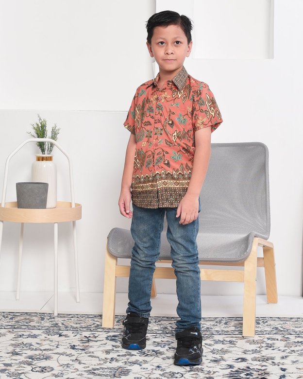 Baju Kemeja Batik Sufian Kids - Orange