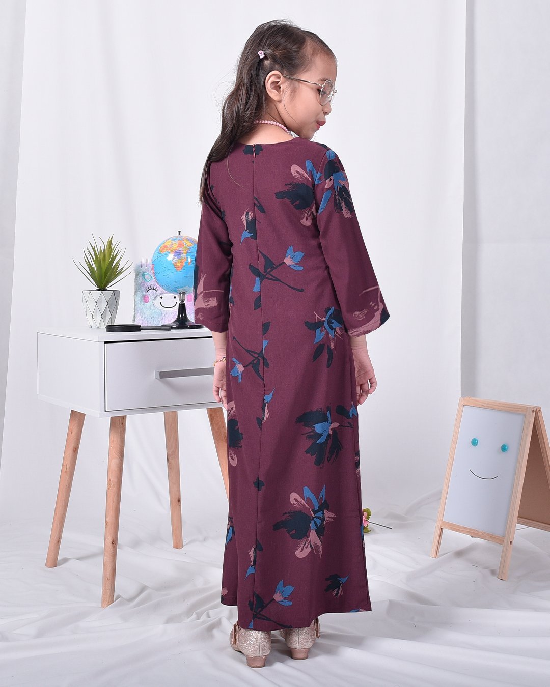 Abaya Arisa Kids - Plum Maroon