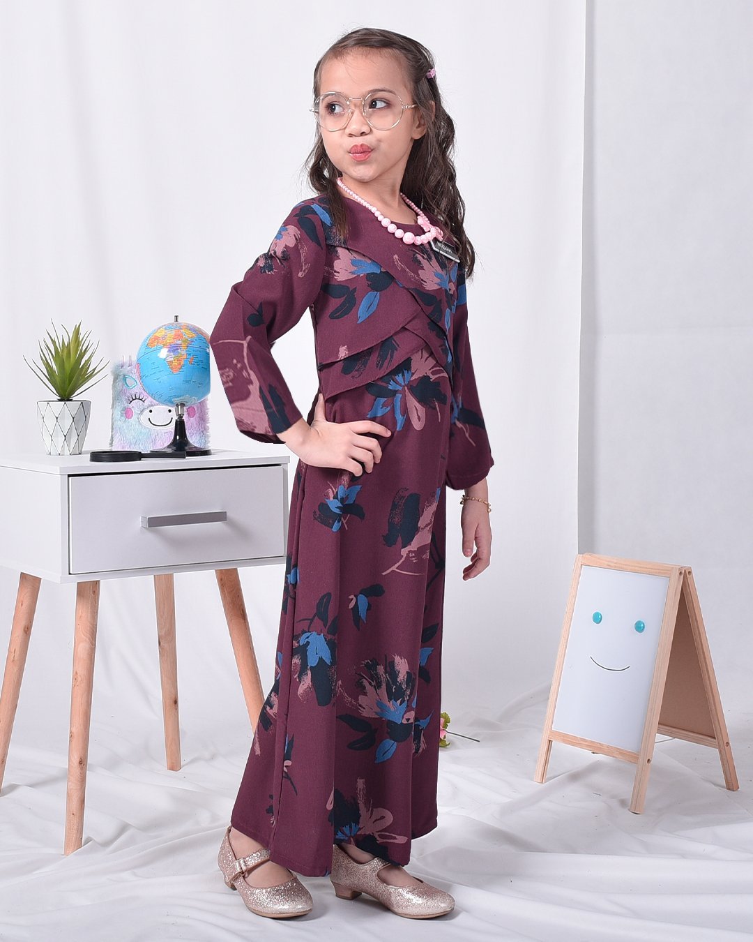Abaya Arisa Kids - Plum Maroon