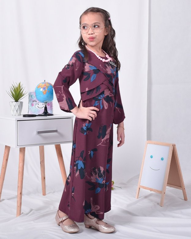 Abaya Arisa Kids - Plum Maroon