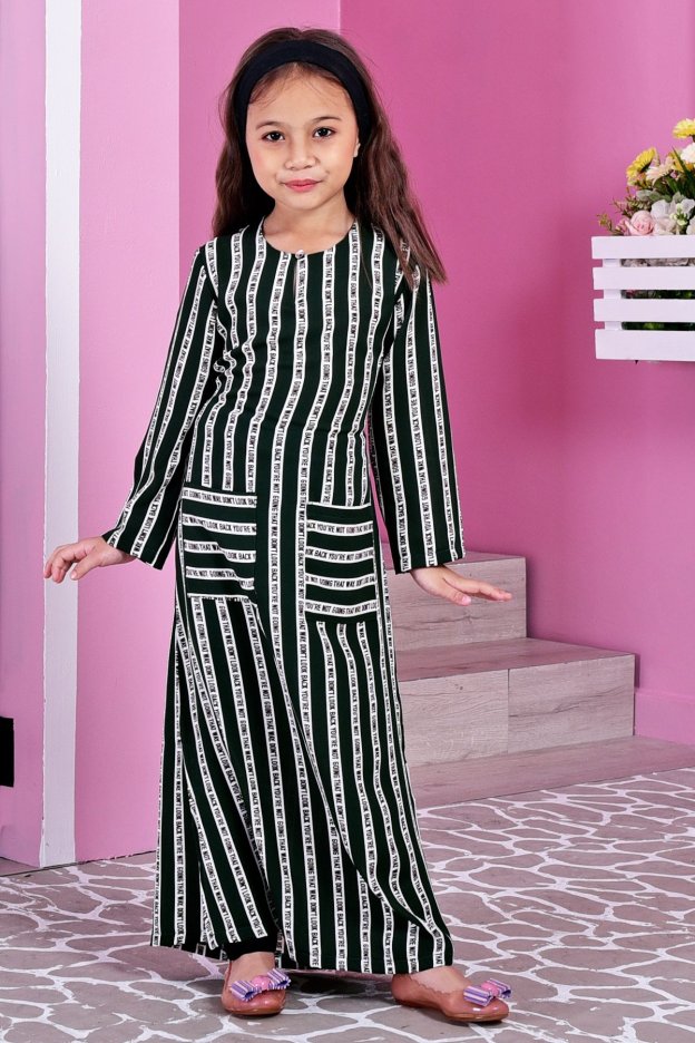 Dress Medi Long Slit Sonia Kids - Green