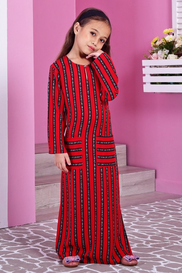Dress Medi Long Slit Sonia Kids - Red