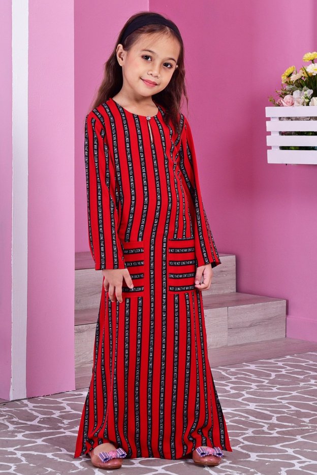 Dress Medi Long Slit Sonia Kids - Red