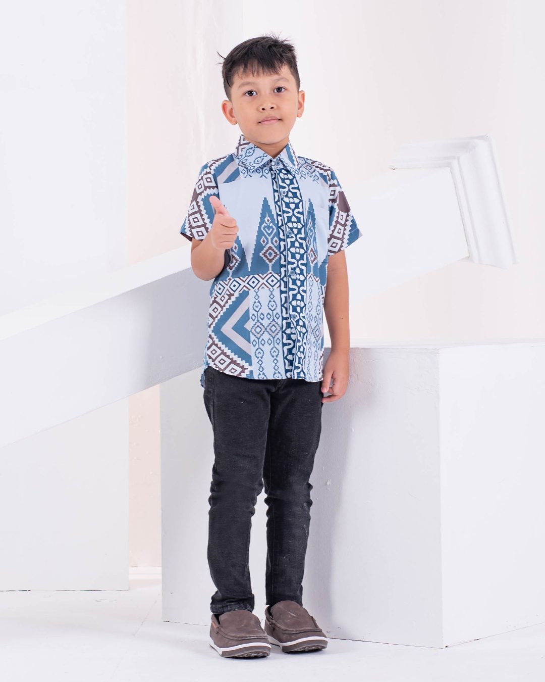 Baju Kemeja Short Sleeves Arjuna Kids - Sky Blue