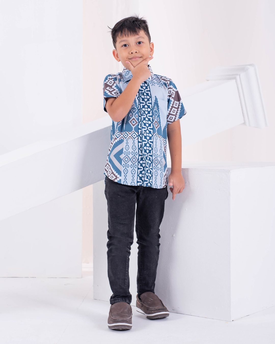 Baju Kemeja Short Sleeves Arjuna Kids - Sky Blue