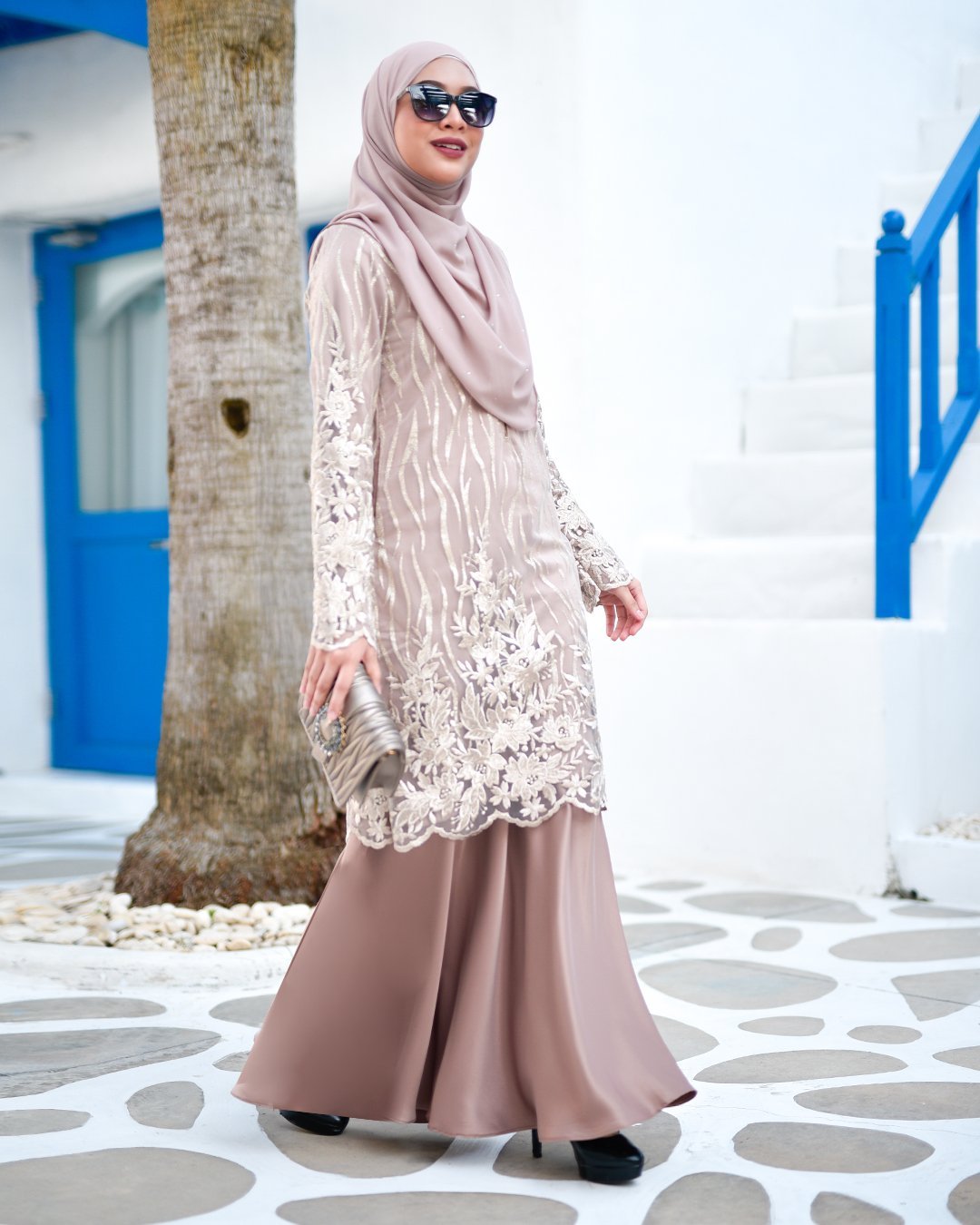 Baju Kurung Lace Abeela - Latte Froth