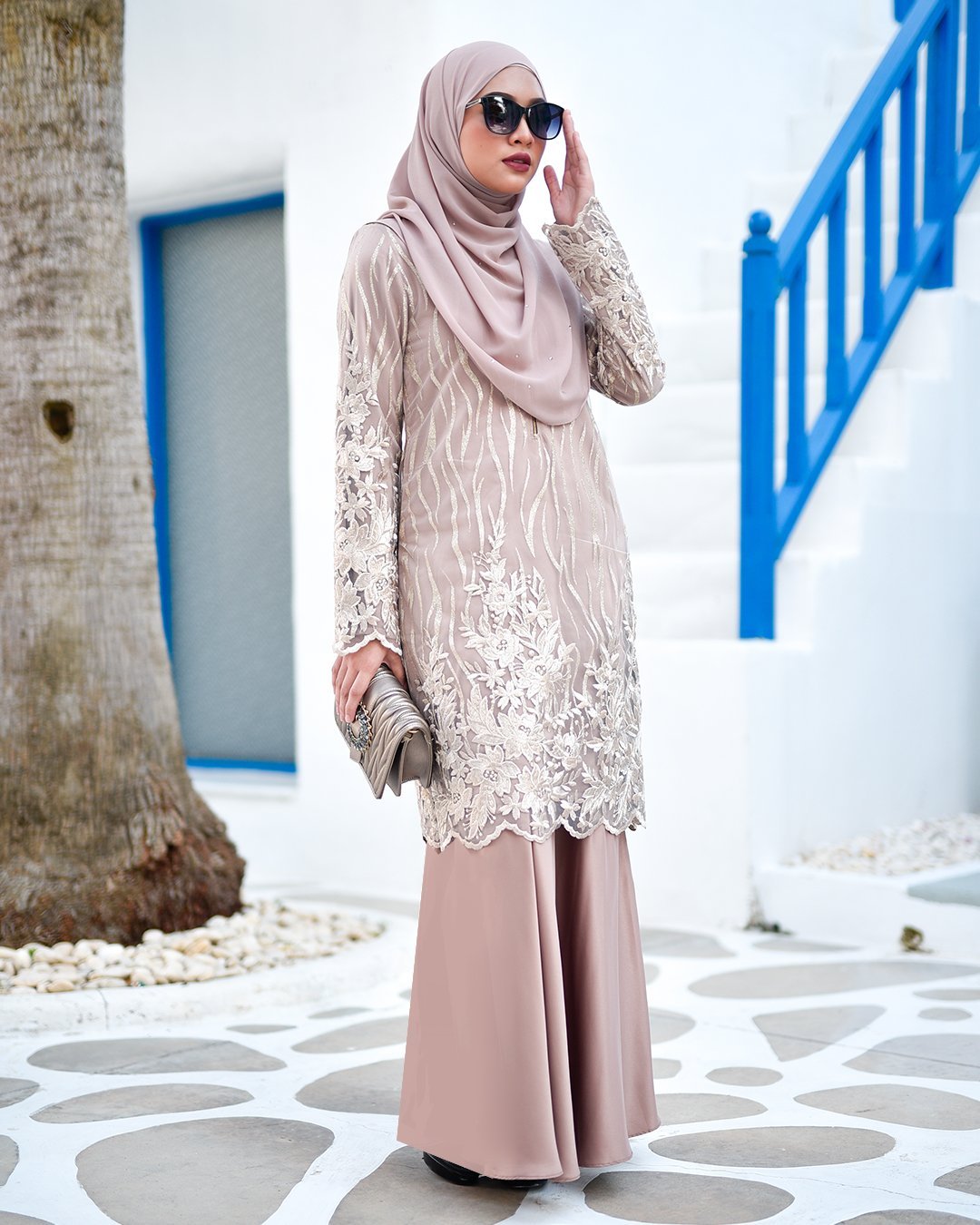 Baju Kurung Lace Abeela - Latte Froth