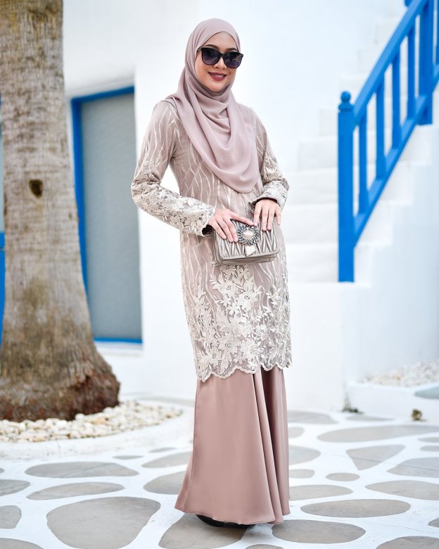 Baju Kurung Lace Abeela - Latte Froth