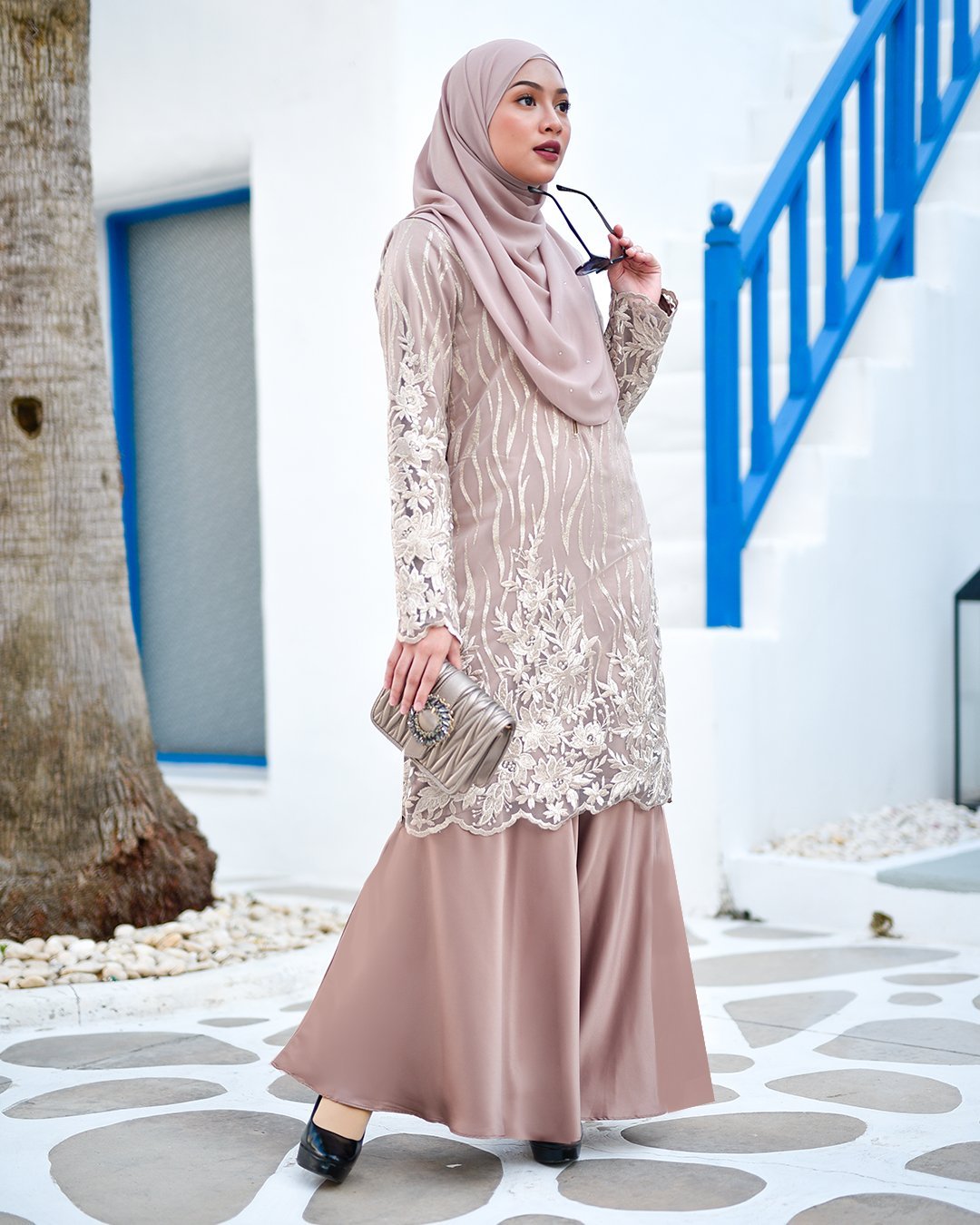 Baju Kurung Lace Abeela - Latte Froth