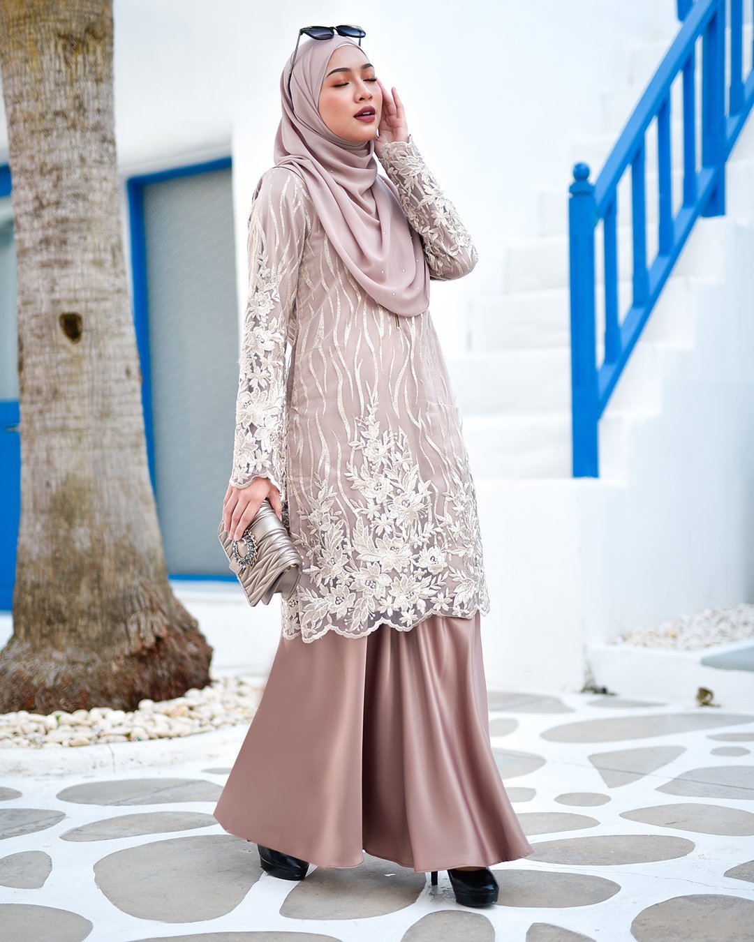 Baju Kurung Lace Abeela - Latte Froth