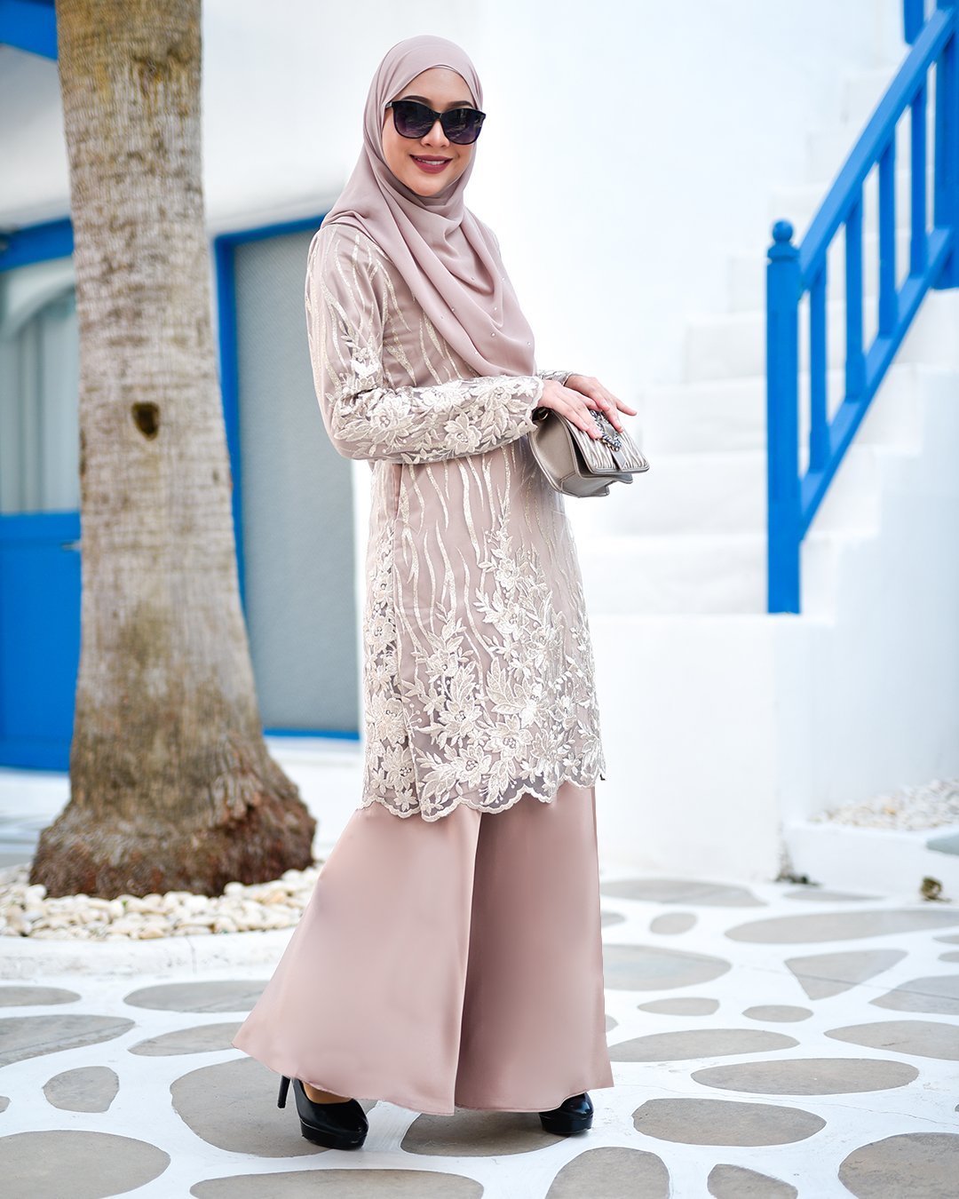 Baju Kurung Lace Abeela - Latte Froth