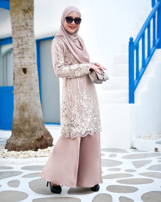 Baju Kurung Lace Abeela - Latte Froth