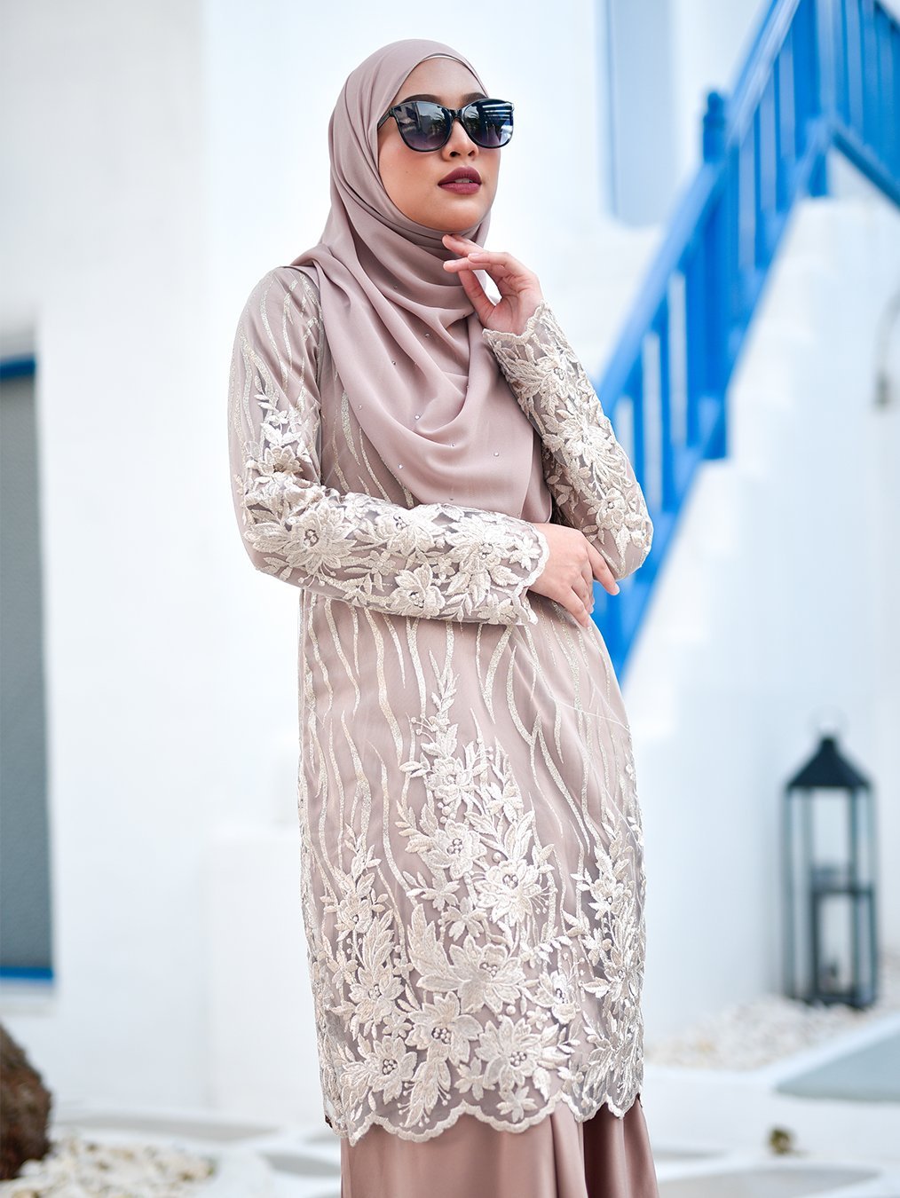 Baju Kurung Lace Abeela - Latte Froth
