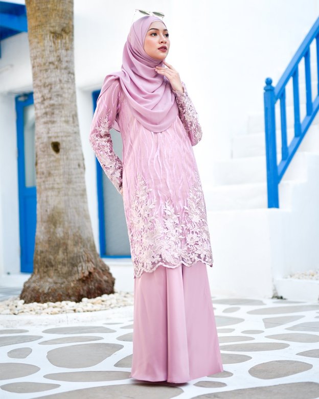 Baju Kurung Lace Abeela - Quartz Pink