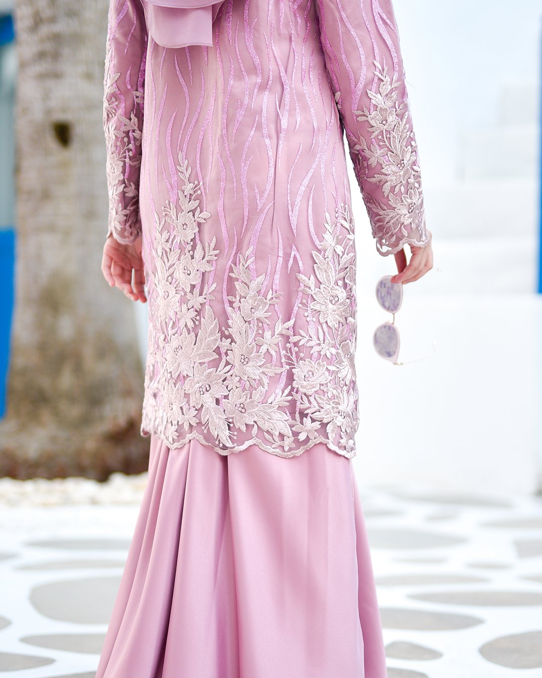 Baju Kurung Lace Abeela - Quartz Pink