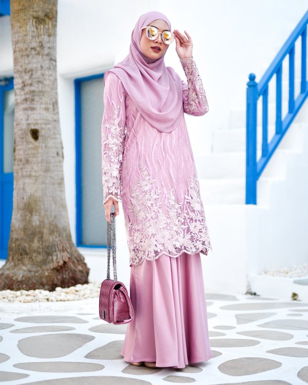 Baju Kurung Lace Abeela - Quartz Pink