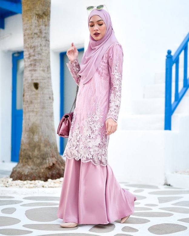 Baju Kurung Lace Abeela - Quartz Pink