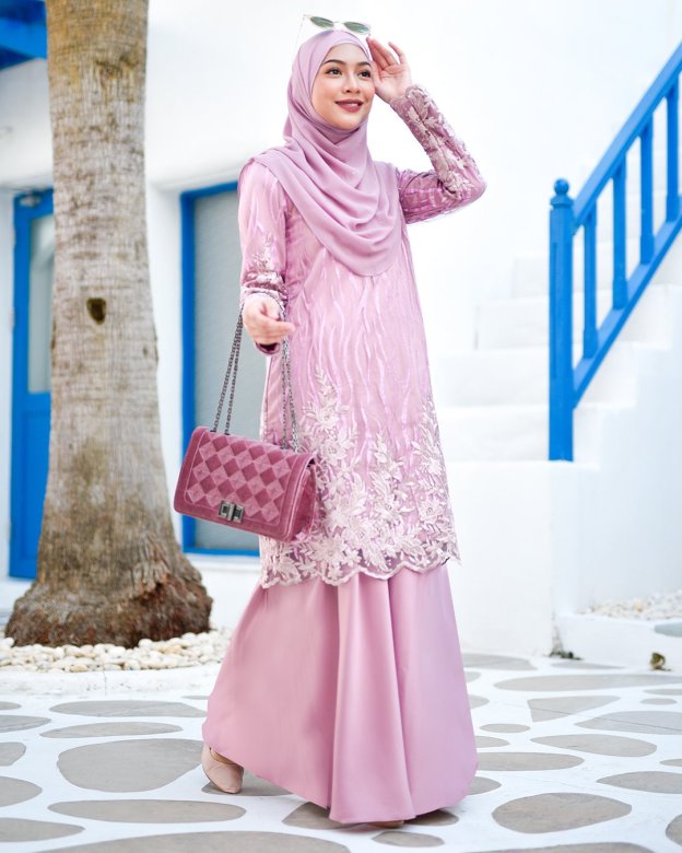 Baju Kurung Lace Abeela - Quartz Pink