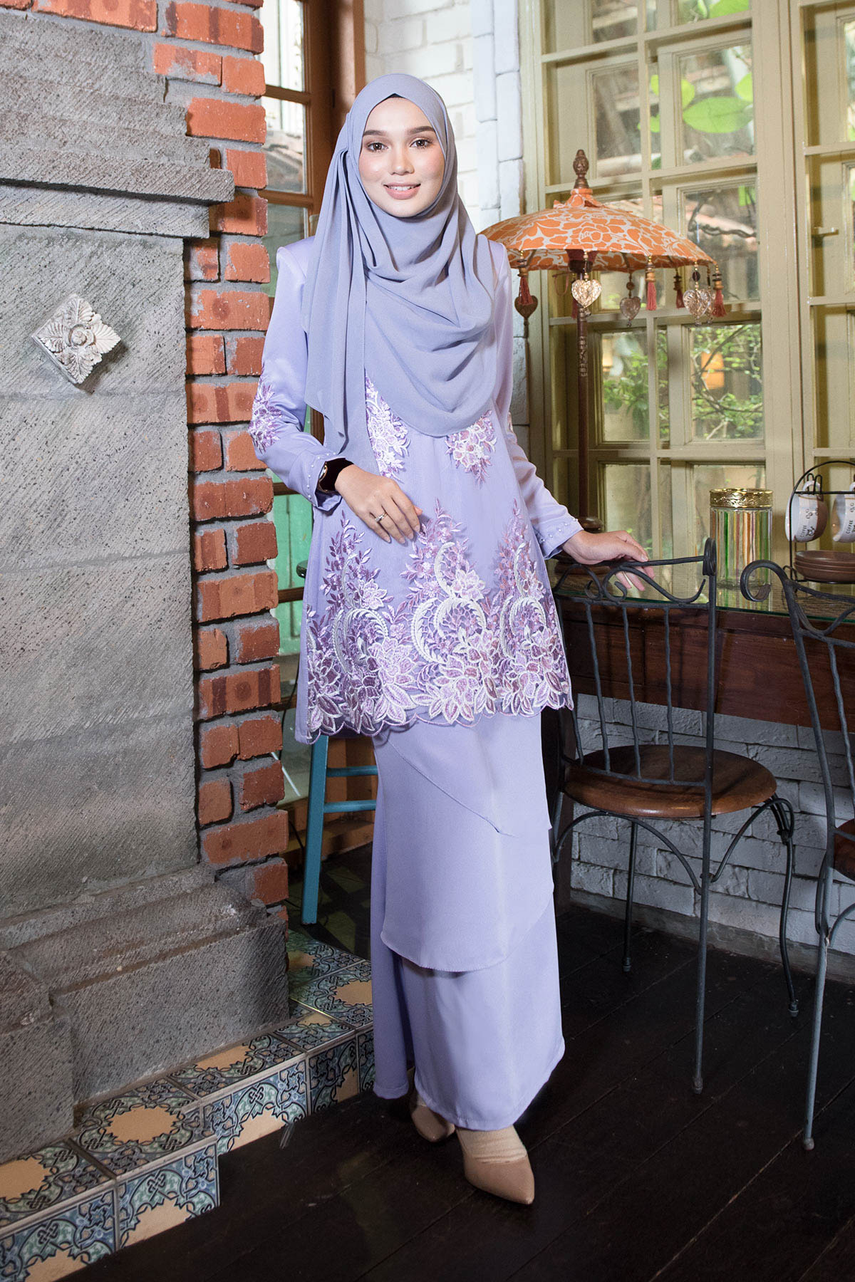 Baju Kurung Lace Abella  - Lilac Glow