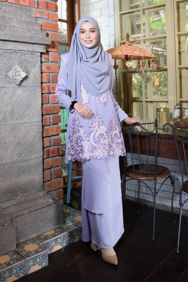 Baju Kurung Lace Abella  - Lilac Glow