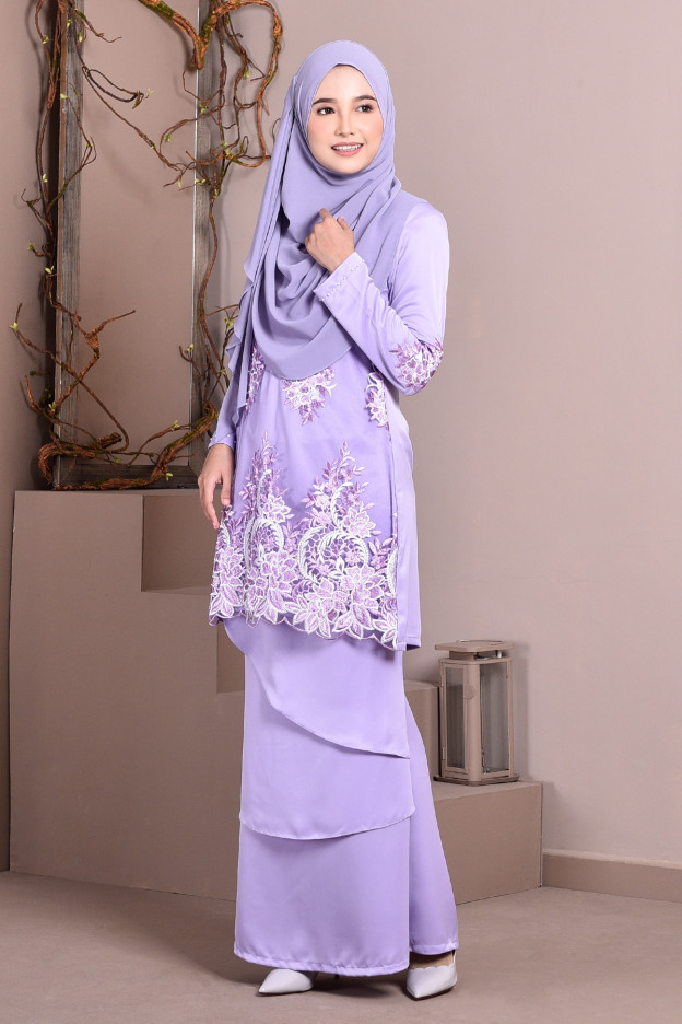 Baju Kurung Lace Abella  - Lilac Glow