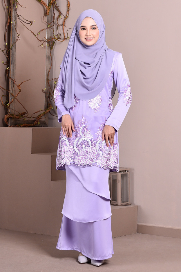 Baju Kurung Lace Abella  - Lilac Glow
