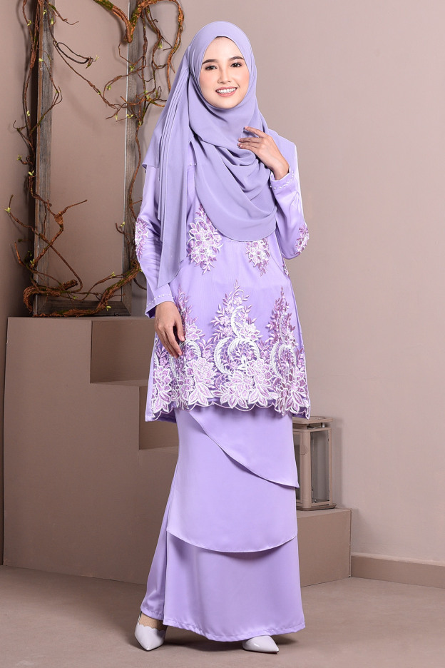 Baju Kurung Lace Abella  - Lilac Glow
