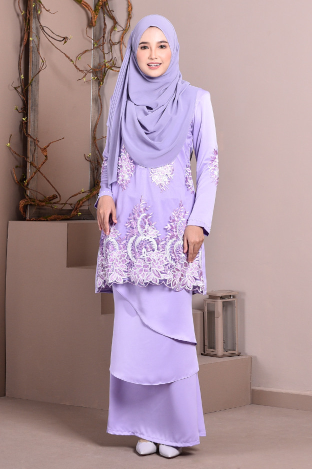 Baju Kurung Lace Abella  - Lilac Glow