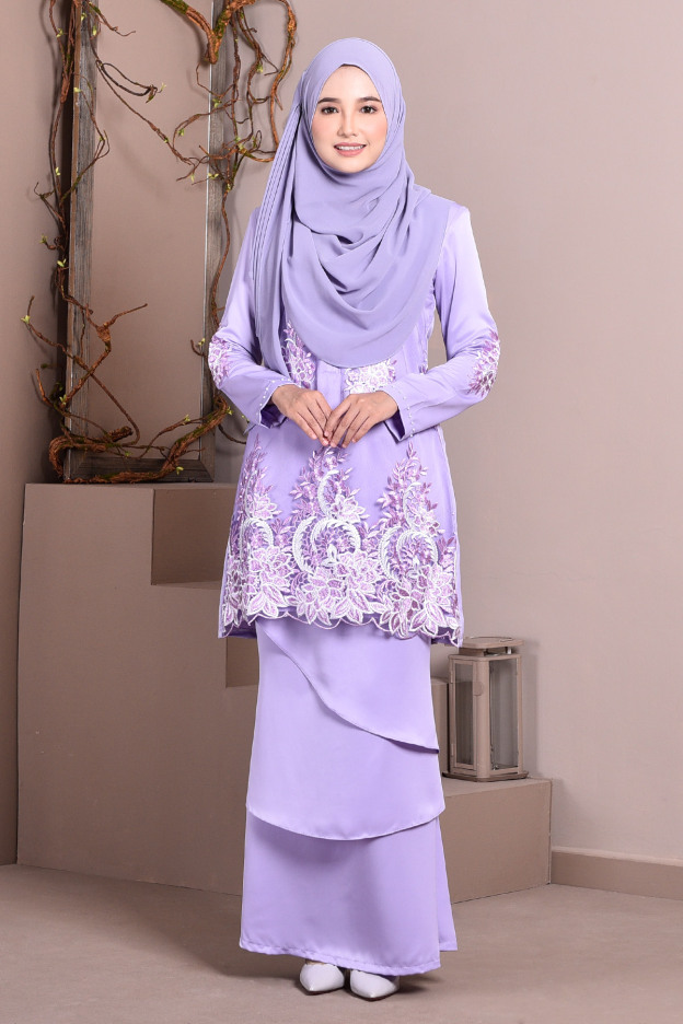 Baju Kurung Lace Abella  - Lilac Glow