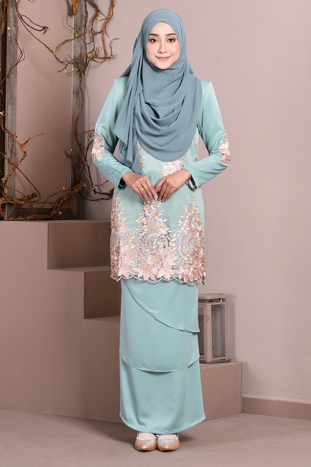 Baju Kurung Lace Abella - Mint Maldives