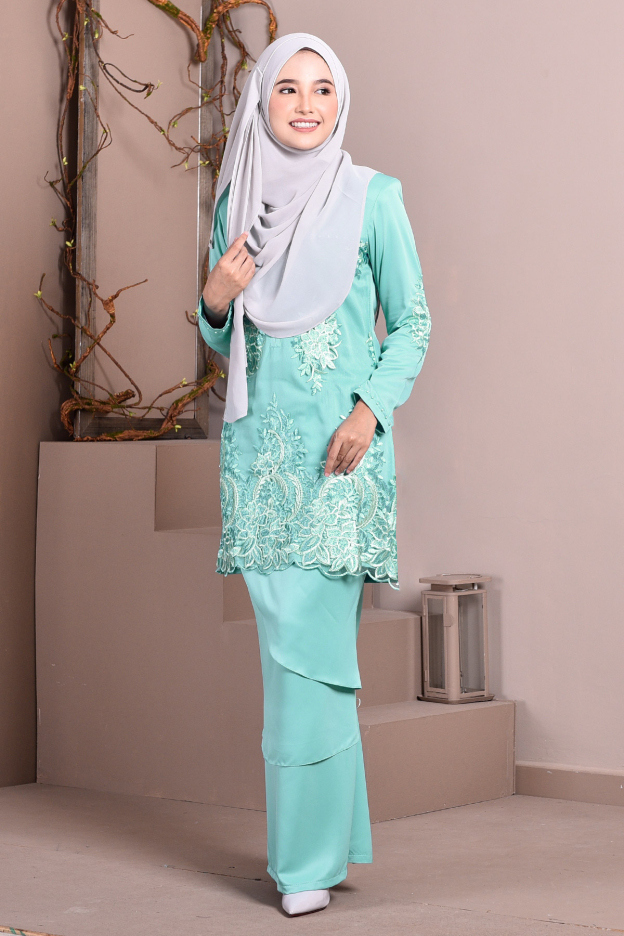 Baju Kurung Lace Abella - Tropicana Teal