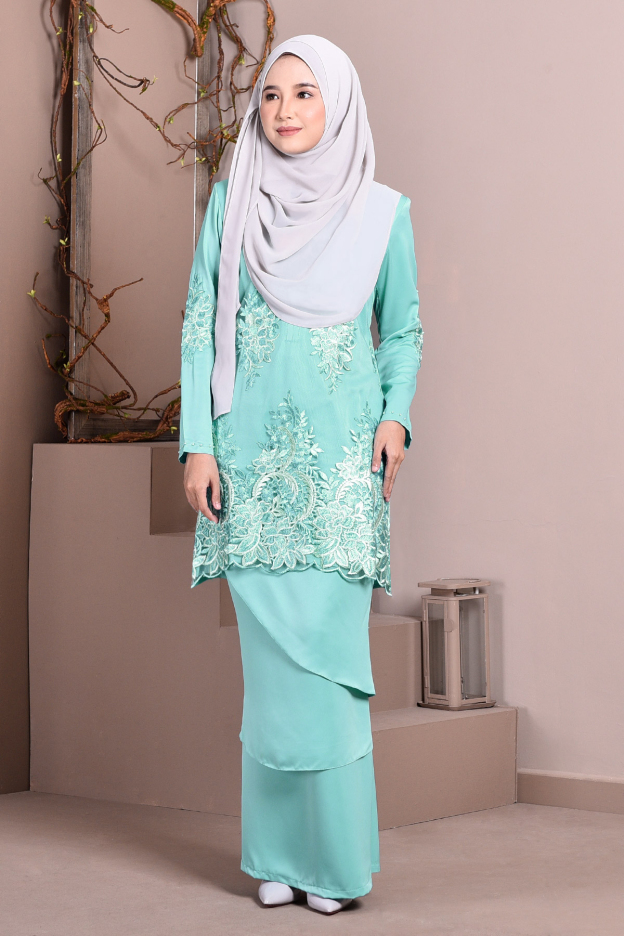 Baju Kurung Lace Abella - Tropicana Teal