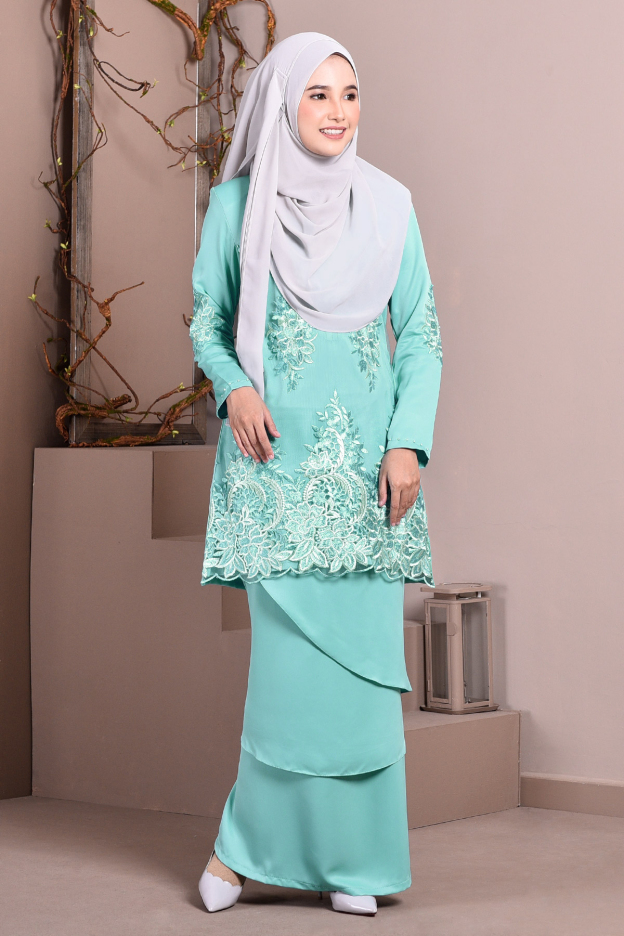 Baju Kurung Lace Abella - Tropicana Teal