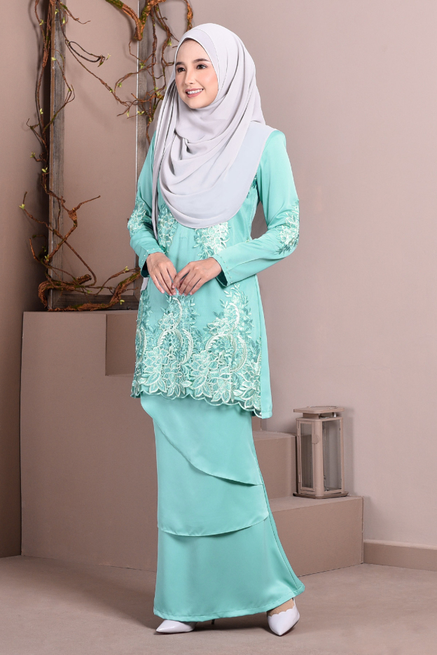 Baju Kurung Lace Abella - Tropicana Teal