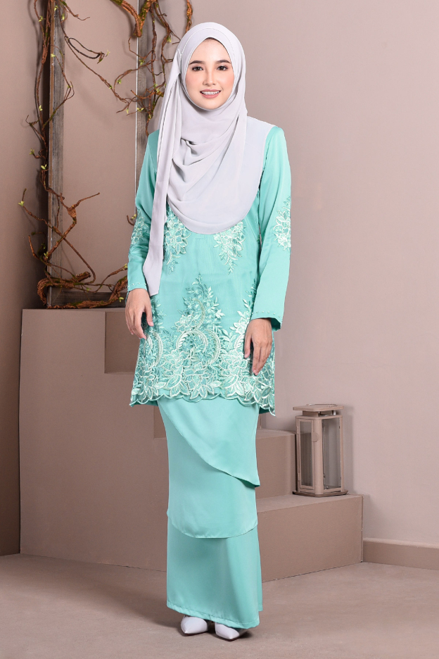 Baju Kurung Lace Abella - Tropicana Teal