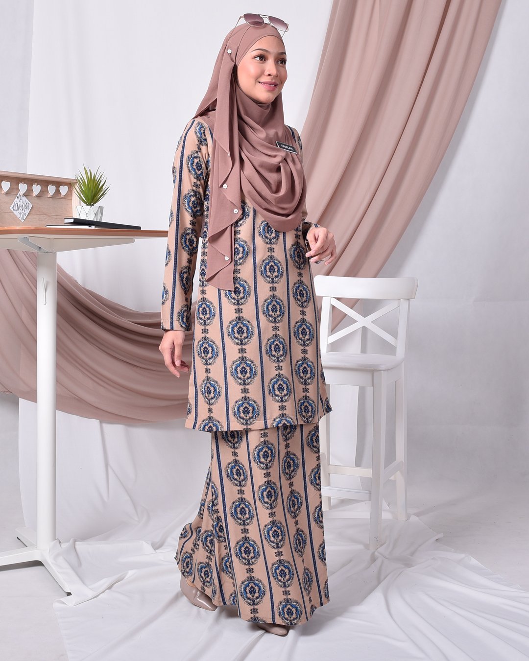 Baju Kurung Moden Adalina - Creamy Brown