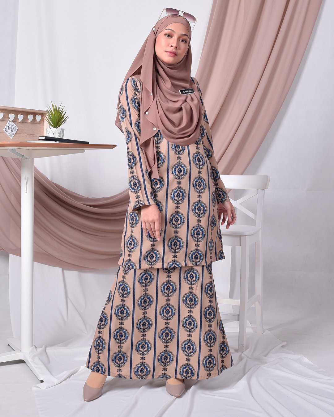 Baju Kurung Moden Adalina - Creamy Brown