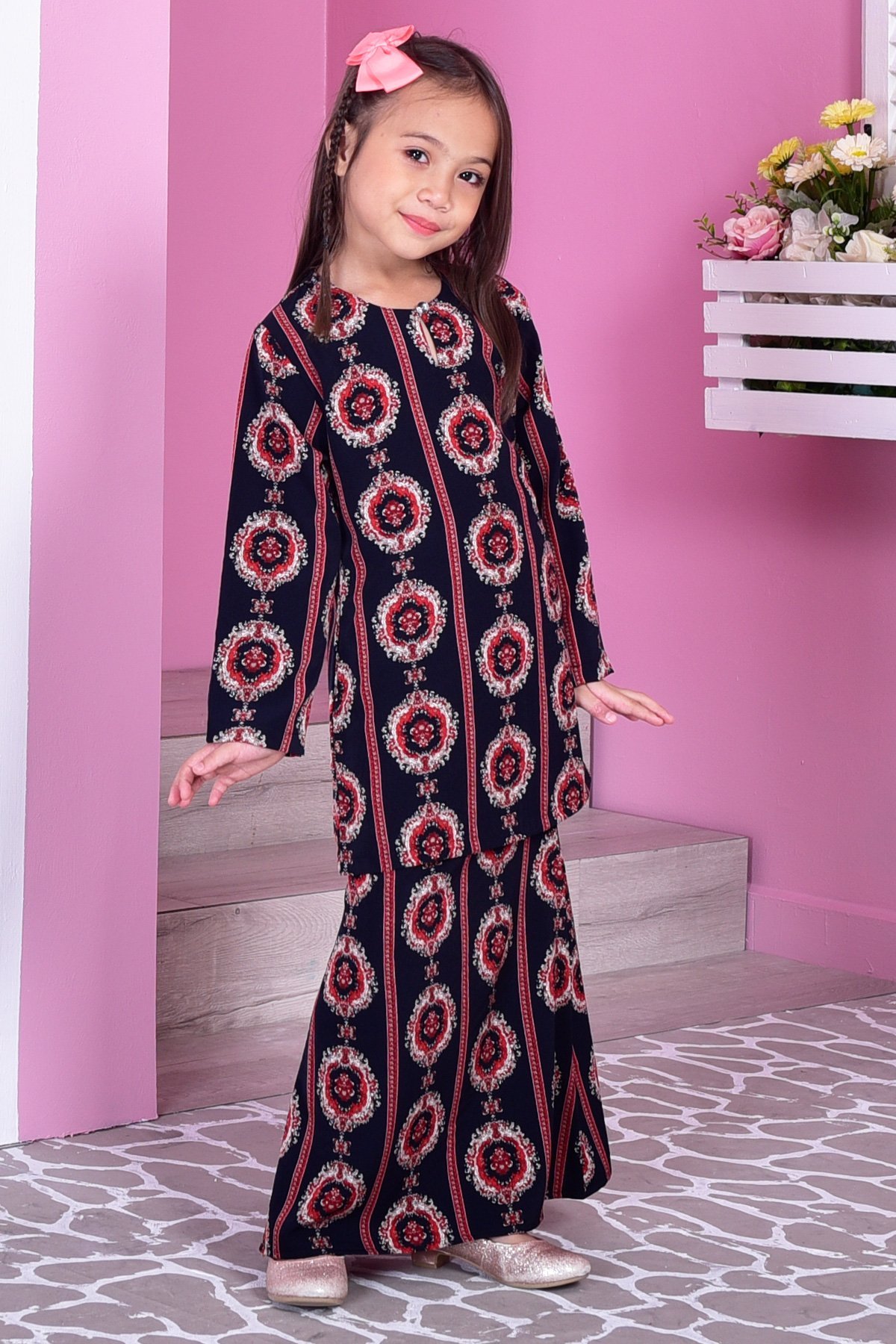 Baju Kurung Moden Adalina Kids - Diamond Black